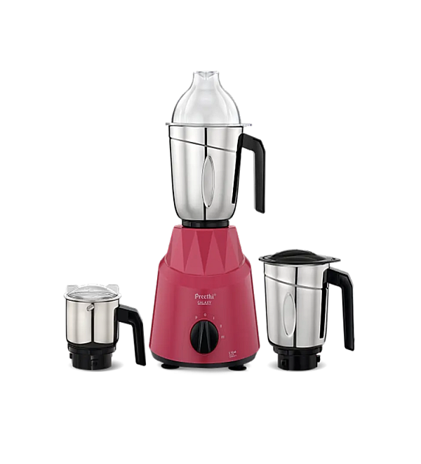 Preethi Galaxy Mixer Grinder 750 Watt with 3 Jars, 5 Yr Motor Warranty (Pink)